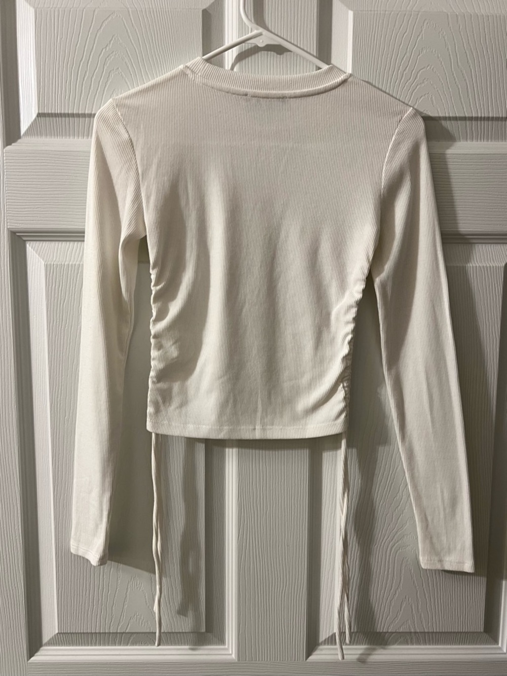 Zara White Ribbed Long-Sleeve Top - Picture 4 of 4